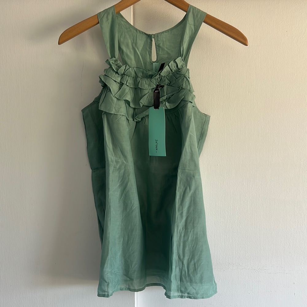 NWT sleeveless ruffle neck tank
